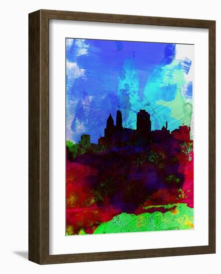 Cincinnati Watercolor Skyline-NaxArt-Framed Art Print