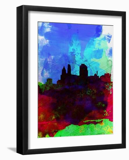 Cincinnati Watercolor Skyline-NaxArt-Framed Art Print