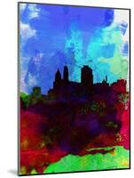 Cincinnati Watercolor Skyline-NaxArt-Mounted Art Print