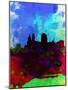 Cincinnati Watercolor Skyline-NaxArt-Mounted Art Print