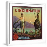 Cincinnatus Brand - Redlands, California - Citrus Crate Label-Lantern Press-Framed Art Print