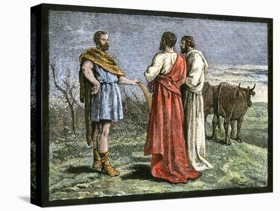 Cincinnatus on His Farm, Accepting Dictatorship of Rome from the Senate, 458 Bc-null-Stretched Canvas