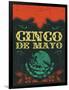 Cinco De Mayo - Mexican Holiday Vintage Vector Poster - Grunge Effects Can Be Easily Removed-Julio Aldana-Framed Art Print