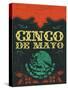 Cinco De Mayo - Mexican Holiday Vintage Vector Poster - Grunge Effects Can Be Easily Removed-Julio Aldana-Stretched Canvas