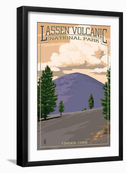 Cinder Cone - Lassen Volcanic National Park, CA-Lantern Press-Framed Art Print