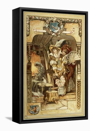 Cinderella and Her Sisters, Illustration for Fairy Tale-Charles Perrault-Framed Stretched Canvas