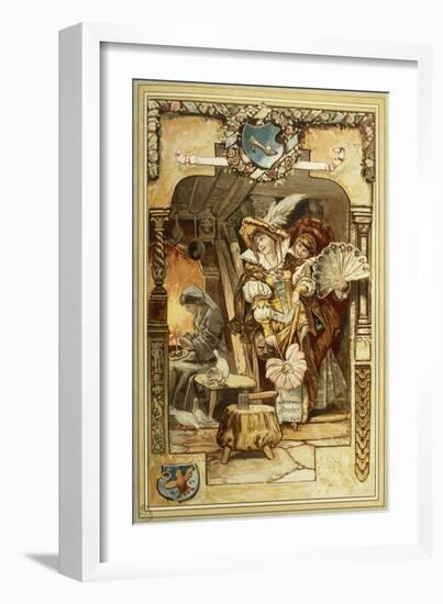 Cinderella and Her Sisters, Illustration for Fairy Tale-Charles Perrault-Framed Giclee Print