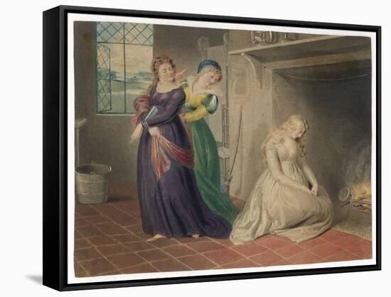 Cinderella by the Fireside is Taunted by Her Two Sisters Before Leaving for the Ball-Henry Richter-Framed Stretched Canvas