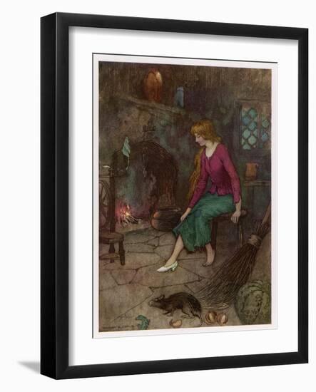 Cinderella by the Fireside-Warwick Goble-Framed Art Print