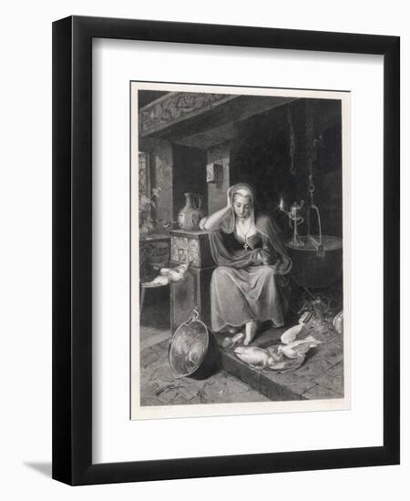 Cinderella Sits Forlornly Next to a Lamp and Cauldron-Harry Payne-Framed Art Print