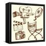 Cinema and Photography Vintage Set-Danussa-Framed Stretched Canvas