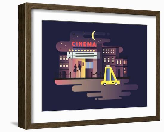 Cinema Building Night-Kit8 net-Framed Art Print