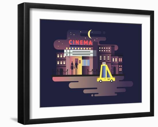 Cinema Building Night-Kit8 net-Framed Art Print