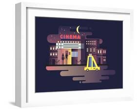Cinema Building Night-Kit8 net-Framed Art Print