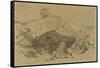 Cinq lions ou lionnes dans les rochers-Rosa Bonheur-Framed Stretched Canvas