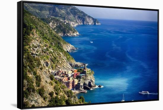 Cinque Terre Coast Scenic, Vernazza, Italy-George Oze-Framed Stretched Canvas