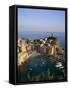 Cinque Terre, Coastal View and Village, Vernazza, Liguria, Italy-Steve Vidler-Framed Stretched Canvas