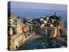 Cinque Terre / Coastal View and Village, Vernazza, Liguria, Italy-Steve Vidler-Stretched Canvas