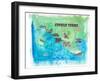 Cinque Terre Italy Travel Poster Favorite Map Touristic Highlights-M. Bleichner-Framed Art Print