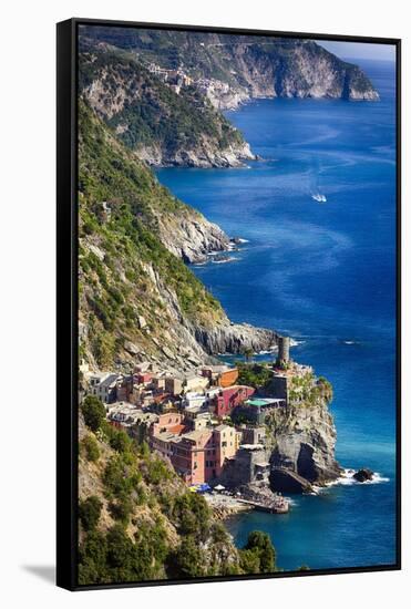 Cinque Terre Towns on the Cliffs, Italy-George Oze-Framed Stretched Canvas