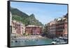 Cinque Terre Vernazza Harbor-Marilyn Dunlap-Framed Stretched Canvas