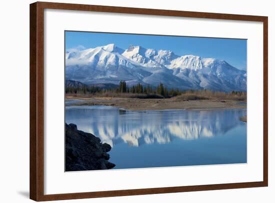 Cinquefoil Mountain Reflects in the Athabasca River, Jasper National Park, Canada-Richard Wright-Framed Photographic Print