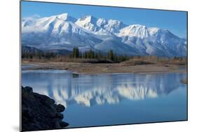 Cinquefoil Mountain Reflects in the Athabasca River, Jasper National Park, Canada-Richard Wright-Mounted Photographic Print