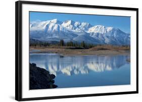 Cinquefoil Mountain Reflects in the Athabasca River, Jasper National Park, Canada-Richard Wright-Framed Photographic Print