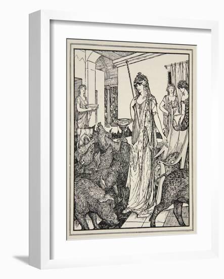 Circe Sends the Swine (The Companions of Ulysses) to the Styes, Frontispiece from 'Tales of the…-Henry Justice Ford-Framed Giclee Print