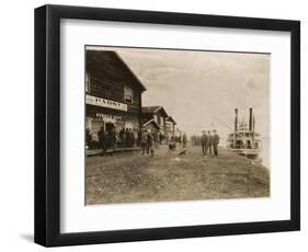 Circle City Saloon At The Docks Of Nome With Steamship-null-Framed Premium Giclee Print