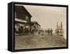 Circle City Saloon At The Docks Of Nome With Steamship-null-Framed Stretched Canvas