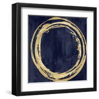 Circle Gold on Blue I-Natalie Harris-Framed Art Print