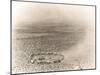 Circle of Covered Wagons on Open Plain-null-Mounted Photo