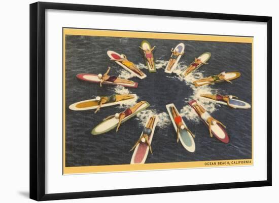 Circle of Paddle Boards, Ocean Beach-null-Framed Art Print