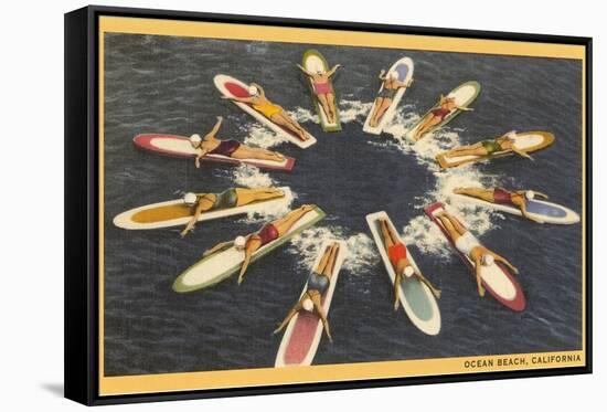 Circle of Paddle Boards, Ocean Beach-null-Framed Stretched Canvas