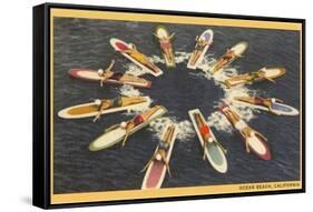 Circle of Paddle Boards, Ocean Beach-null-Framed Stretched Canvas