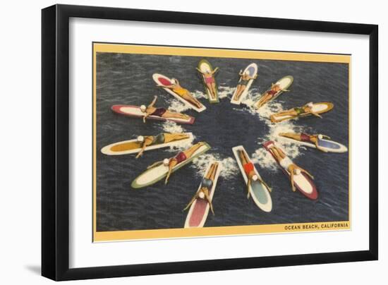 Circle of Paddle Boards, Ocean Beach-null-Framed Art Print