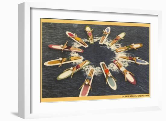 Circle of Paddle Boards, Ocean Beach-null-Framed Art Print