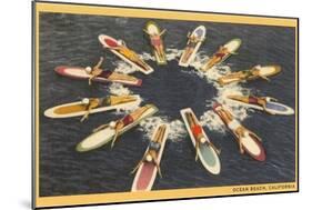 Circle of Paddle Boards, Ocean Beach-null-Mounted Art Print