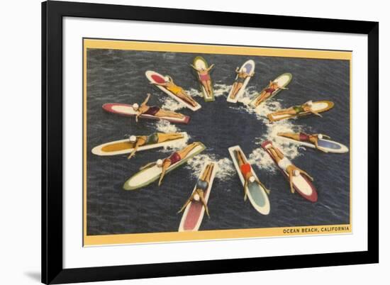 Circle of Paddle Boards, Ocean Beach-null-Framed Art Print