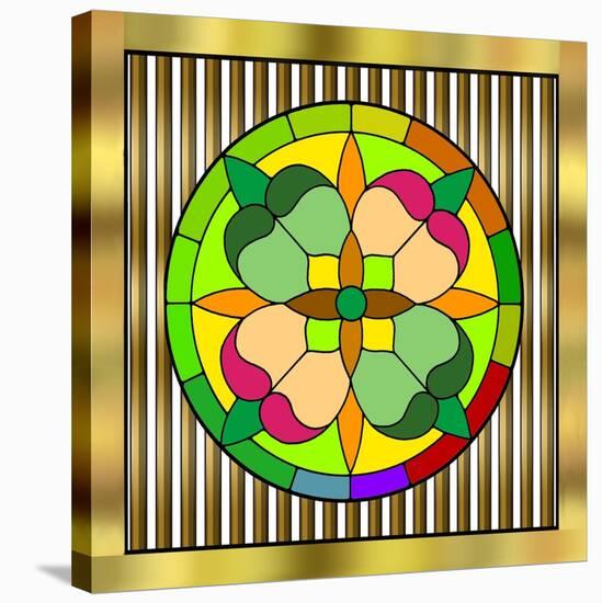 Circle on Bars 2-Art Deco Designs-Stretched Canvas