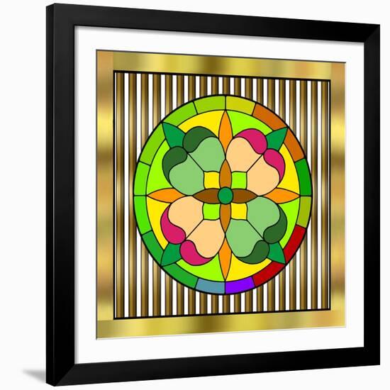 Circle on Bars 2-Art Deco Designs-Framed Giclee Print