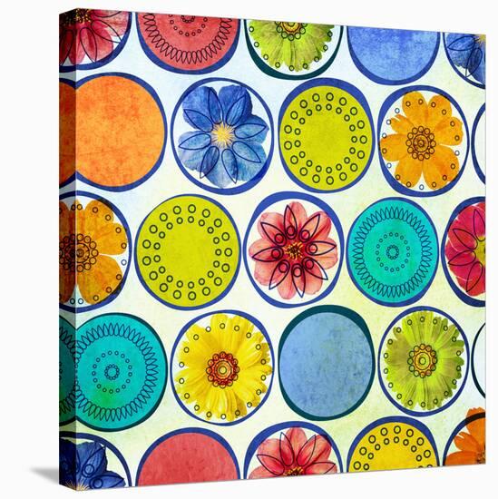 Circle Pattern with Flowers II-Irena Orlov-Stretched Canvas