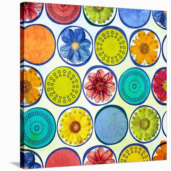 Circle Pattern with Flowers II-Irena Orlov-Stretched Canvas