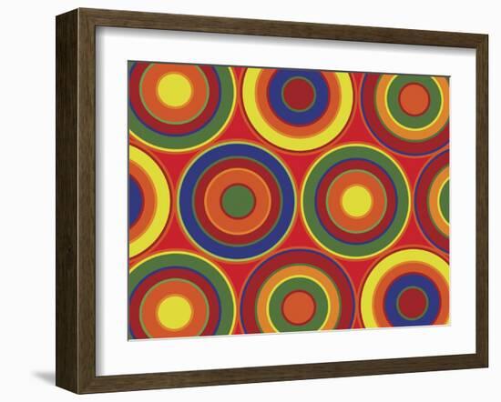 Circles Abstract On Red-Ron Magnes-Framed Giclee Print