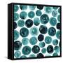 Circles in Teal and Turquoise. Seamless Watercolor Pattern.-null-Framed Stretched Canvas