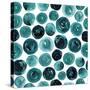 Circles in Teal and Turquoise. Seamless Watercolor Pattern.-null-Stretched Canvas