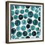 Circles in Teal and Turquoise. Seamless Watercolor Pattern.-null-Framed Premium Giclee Print