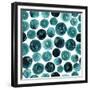 Circles in Teal and Turquoise. Seamless Watercolor Pattern.-null-Framed Premium Giclee Print