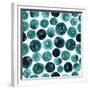 Circles in Teal and Turquoise. Seamless Watercolor Pattern.-null-Framed Premium Giclee Print